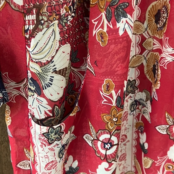 Umgee Boho Floral Print Duster Length Open Front Kimono Sheer Coverup Size Small - Picture 5 of 8